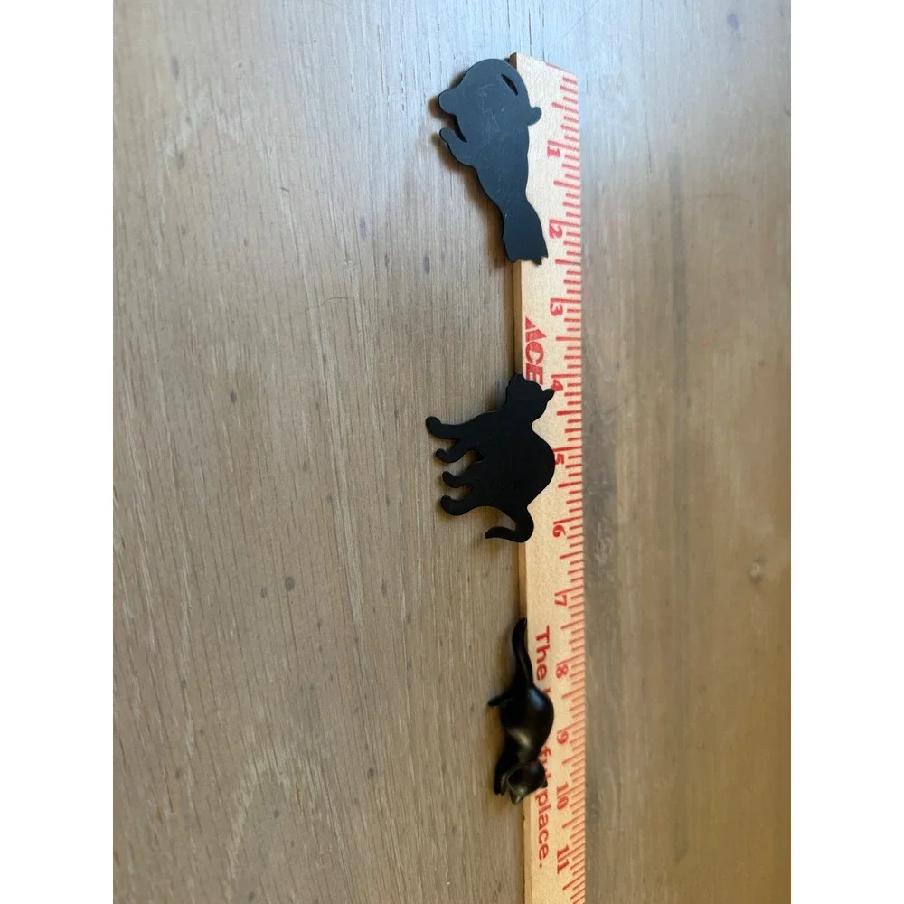 Black Cat Refrigerator Magnets Set of 3 Silhouette and 3D Feline Kitchen Decor